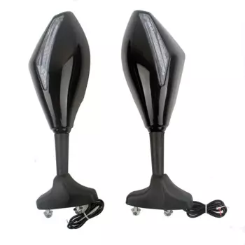 Боковые зеркала заднего вида для мотоцикла, левое и правое для Honda Yamaha Suzuki Kawasaki Ducati, универсальное зеркало заднего вида со светодиодной подсветкой и указателем поворота