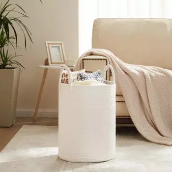Большая емкость 72L, высокая корзина для хранения из хлопкового шнура, корзина для детских одеял из джута