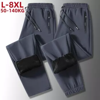 Большие размеры 8xl 7xl толстые теплые брюки мужские софтшелл флисовые водонепроницаемые повседневные спортивные штаны для бега мужские свободные зимние термобрюки