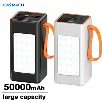Большой емкостью 50000 мАч Power Bank USB C Внешний запасной аккумулятор Портативное быстрое зарядное устройство PD20W для iPhone Xiaomi Samsung
