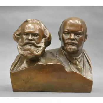 Большой коммуникативный Маркс и бюст Ленина Бронзовая статуя