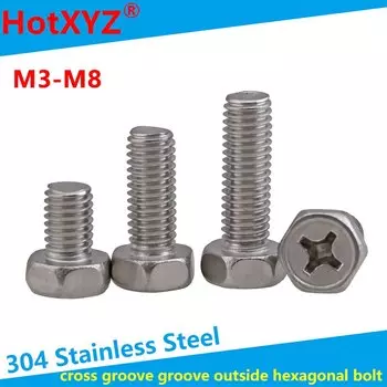 Болты шестигранные из нержавеющей стали M3-M8 20 шт.