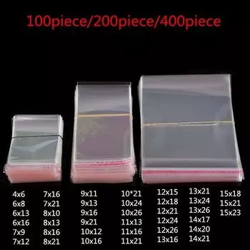 BOOMCOOL Прозрачные самоклеящиеся пакеты OPP 8x13 см