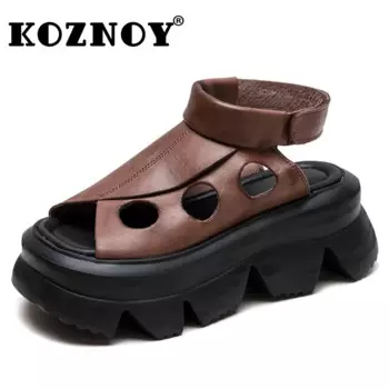 Босоножки женские из натуральной кожи, на платформе, 6,5 см