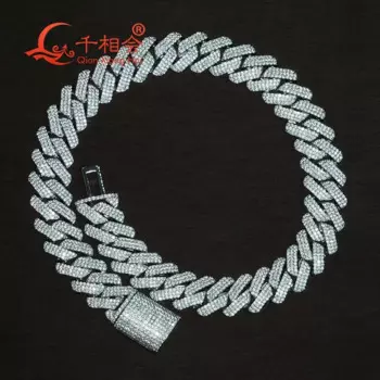 Браслет, 12-18 мм, серебро 925 пробы, три ряда, кубинское звено, Iced Out, хип-хоп, белая цепочка из моиссанита, ювелирные изделия, женские и мужские подарки