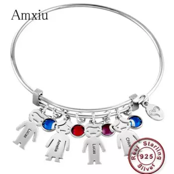 Браслет Amxiu из серебра 925 пробы, с гравировкой