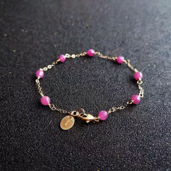 Браслет-цепочка Lii Ji со сверкающими красными рубинами, 4 мм, US14K, GF