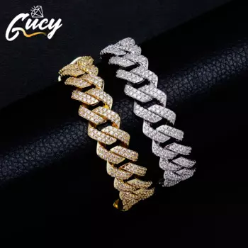 Браслет-цепочка мужской GUCY, 14 мм, с фианитами