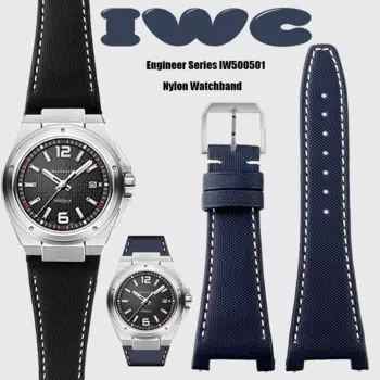 Браслет мужской из натуральной кожи, нейлоновый с отложным воротником для IWC Engineering IW500501 IW378507 IW322703, парусиновый ремешок для наручных часов, 28 мм