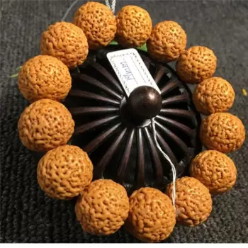 Браслет Snail Bodhi, круглая текстура мозга, Имбирная желтая кожа, зернистые бусины, полный Keel
