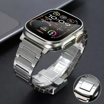 Браслет титановый для Apple Watch Ultra 2, браслет с пряжкой из нержавеющей стали 316L для IWatch 9 8 7 6 5 4 SE 44 мм 45, 49 мм 10 46 мм