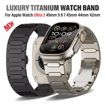 Браслет титановый для Apple Watch Ultra 2 1 49 мм, роскошный браслет для iWatch Series 9 8 7 45 мм 6 5 4 SE 44 мм 42 мм