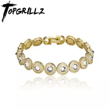 Браслет topgrill Z мужской/женский со сверкающим круглым фианитом, украшение в стиле хип-хоп с надписью «LOVE», ПАВЕ, полное украшение из фианита, 15 мм