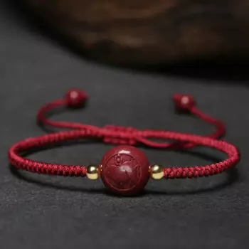 Браслет женский, красный, со знаком зодиака