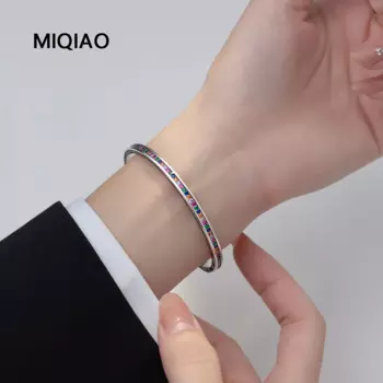 Браслеты MIQIAO, Браслет-манжета для женщин, ювелирные изделия из тайского серебра 925 пробы, красочный Циркон, роскошный подарок, женские браслеты, аксессуары