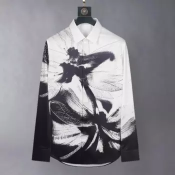 Брендовая Роскошная тонкая рубашка для мужчин, Модные приталенные шелковые рубашки с длинным рукавом, Повседневная Деловая Классическая рубашка, мужская одежда