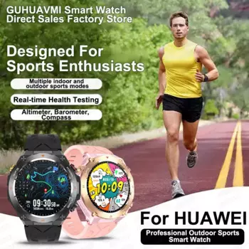 Брендовые Смарт-часы HUAWEI с GPS, дисплей 1,45 дюйма, Ultra HD, встроенный GPS и компас, функция совершения/приема телефонных звонков, браслет с аккумулятором 650 мАч