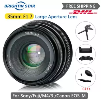 Brightin Star 35 мм F1.7 объектив с большой апертурой и фиксированным фокусом беззеркальная камера для Canon EOS-M Olympus Panasonic M4/3 SONY E FUJI X