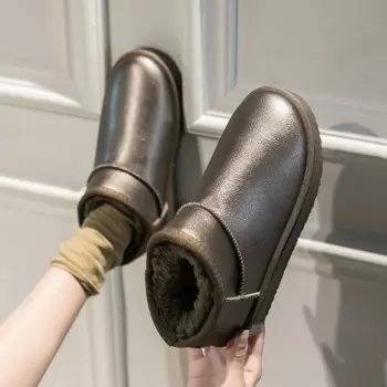 Buty damskie/женские зимние ботинки; Модель 2020 года; Теплая женская обувь на плоской платформе без застежки; Новые женские замшевые ботильоны на меху
