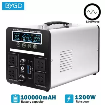 BYGD солнечные генераторы 1200 Вт портативная электростанция 220 В литиевый блок питания 100000 мАч портативный источник питания для кемпинга на открытом воздухе