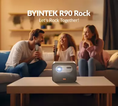 BYINTEK-проектор DLP R90 Rock Full HD 1080P, 2200 люмен ANSI, Android TV 11,0, 3D, 4K капри в зарядном устройстве, домашний кинотеатр