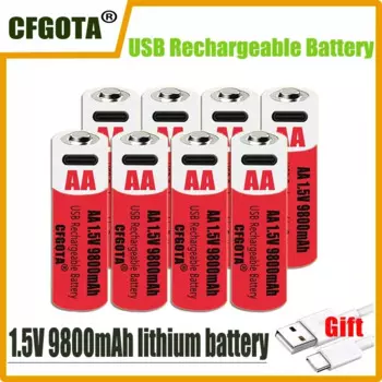 Быстрая зарядка 1,5 в перезаряжаемая батарея AA1.5V 9800 мАч литиевая батарея Замена светодиодный фонарик, камера, клавиатура и мышь