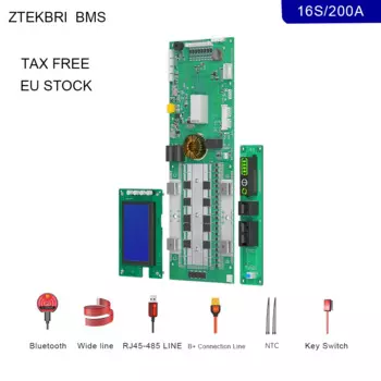 Бытовая батарея ZTEKBRI Lifepo4, адаптер RJ 45 — USB для Smart BMS с ЖК-экраном, WIFI Использование в наличии в ЕС на 16S 100A