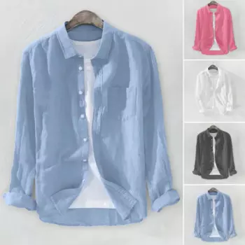 Camisa Masculina льняная рубашка мужская мешковатая однотонная хлопковая льняная рубашка большого размера на пуговицах с длинными рукавами осенняя уличная рубашка мужская