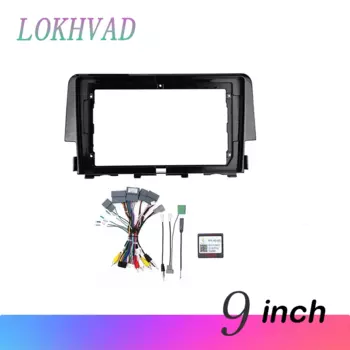Автомобильный радиоприемник, 2Din, рамка для Honda Civic 10 FC FK 2015-2020, панель, DVD-плеер, кабель, адаптер Canbus, комплект Fascia