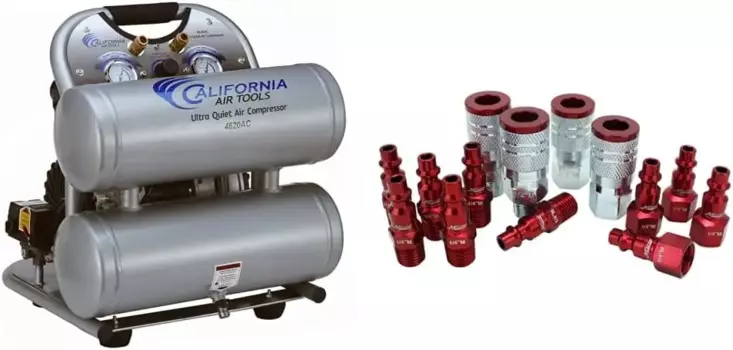 CAT-4620AC 4GAL 2HP Twn компрессор, серебристый и милтонкий цвет, комплект соединителей и разъемов