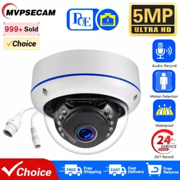 CCTV 5MP POE IP-камера купольная уличная водонепроницаемая уличная аудиозапись домашние потолочные камеры наблюдения для системы безопасности POE NVR