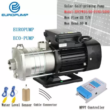 Центробежный насос EUROPUMP на солнечной батарее 3 л. С., солнечный саморегулирующийся насос постоянного тока 192 в, макс. 23 т/ч, подъем 60 м, модель насоса-бустера (EPCPW23/60-D192/2200)