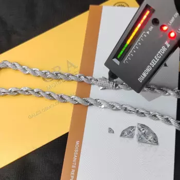 Цепочка из серебра 925 пробы с муассанитом, 8 мм