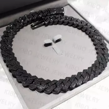 Цепочка из серебра 925 пробы с муассанитом, 20 мм