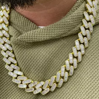 Цепочка из серебра 925 пробы с муассанитом, 15 мм