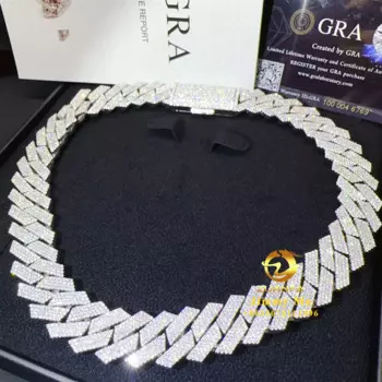 Цепочка из серебра 925 пробы с муассанитом, 19 мм, 4 ряда