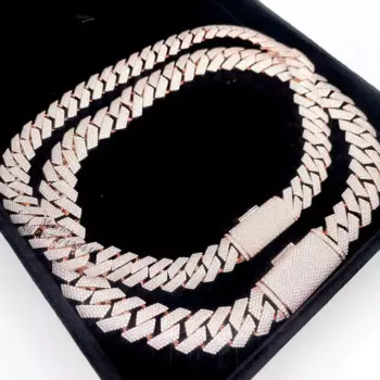 Цепочка из серебра 925 пробы с муассанитом, ширина 15 мм, 18 мм, 4 ряда