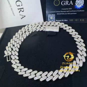 Цепочка из серебра 925 пробы с муассанитом и бриллиантами, 16 мм
