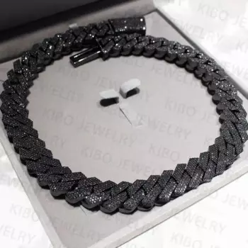 Цепочка из серебра 925 пробы с муассанитом, 20 мм