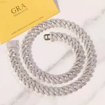 Цепочка из серебра 925 пробы с муассанитом, 15 мм, 20 м