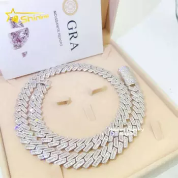 Цепочка из серебра 925 пробы с муассанитом, 15 мм
