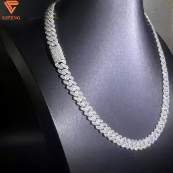 Цепочка из серебра 925 пробы, с муассанитом, 10 мм