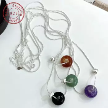 Цепочка из серебра 925 пробы с натуральным камнем, яркая плетеная Серебряная цепочка с матовой пряжкой «кошачий глаз», импортная плетеная серебряная цепочка