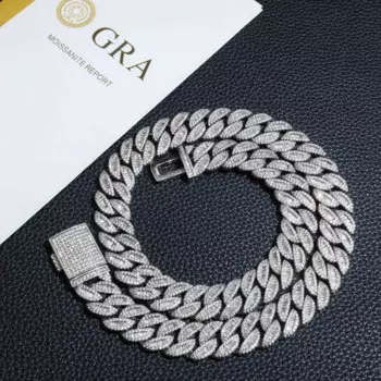 Цепочка мужская из серебра 925 пробы с муассанитом, 16 мм