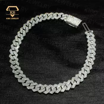 Цепочка мужская из серебра 925 пробы, с бриллиантом, ширина 8/10/12/15 мм
