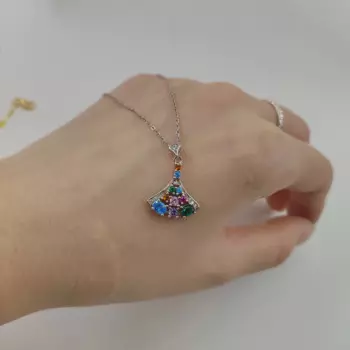 Цепочка с кулоном женская из серебра 925 пробы, с цирконом