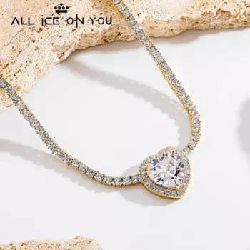 Цепочка с подвеской в виде сердца ALLICEONYOU, теннисная цепь с крупным кубическим цирконием, роскошное ожерелье в стиле хип-хоп, Подарочная бижутерия