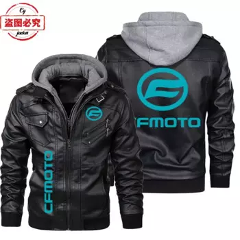 CFMOTO мотоциклетный логотип, ретро стираная куртка из искусственной кожи, ветрозащитная мужская куртка с капюшоном, кожаная куртка для езды по команде