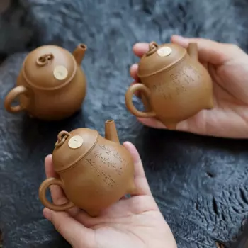 Чайник из фиолетовой глины ручной работы Zen Yuantang Yixing, чайник кунг-фу, горшок для набросков, старая желтая сегментная грязь, трехногий штатив