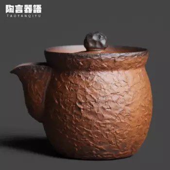 Чайник Из Минеральной глины с каменной текстурой, винтажная неглазурованная керамика, чайный пакетик ручной работы, чайник для пивоварения